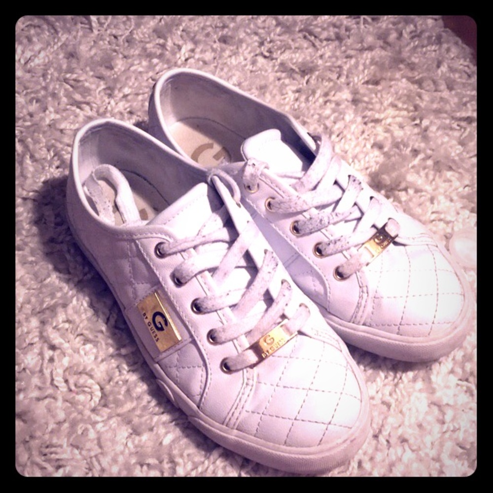 White Guess white sneakers size 5 1/2